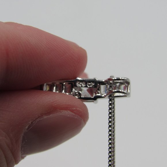 18" Sterling Silver Unique CZ Diamond Necklace - Picture 3 of 6